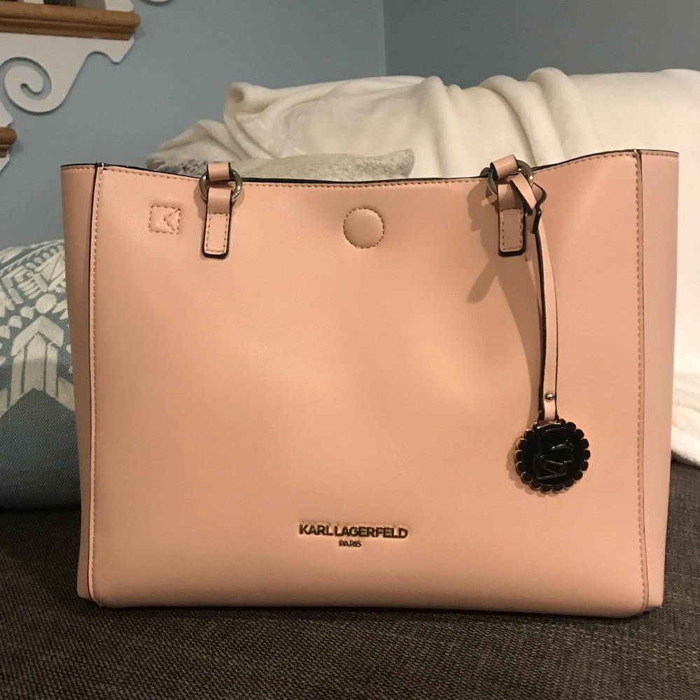 Karl Lagerfeld reversible leather pink black purse